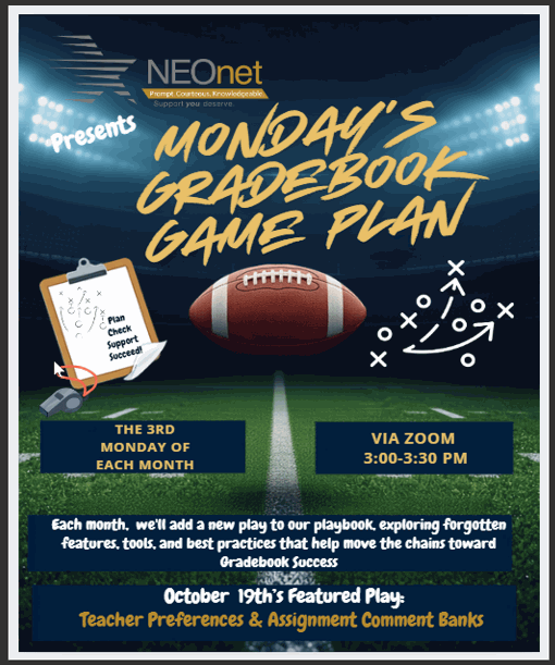 Monday's Gradebook Game Plan-October